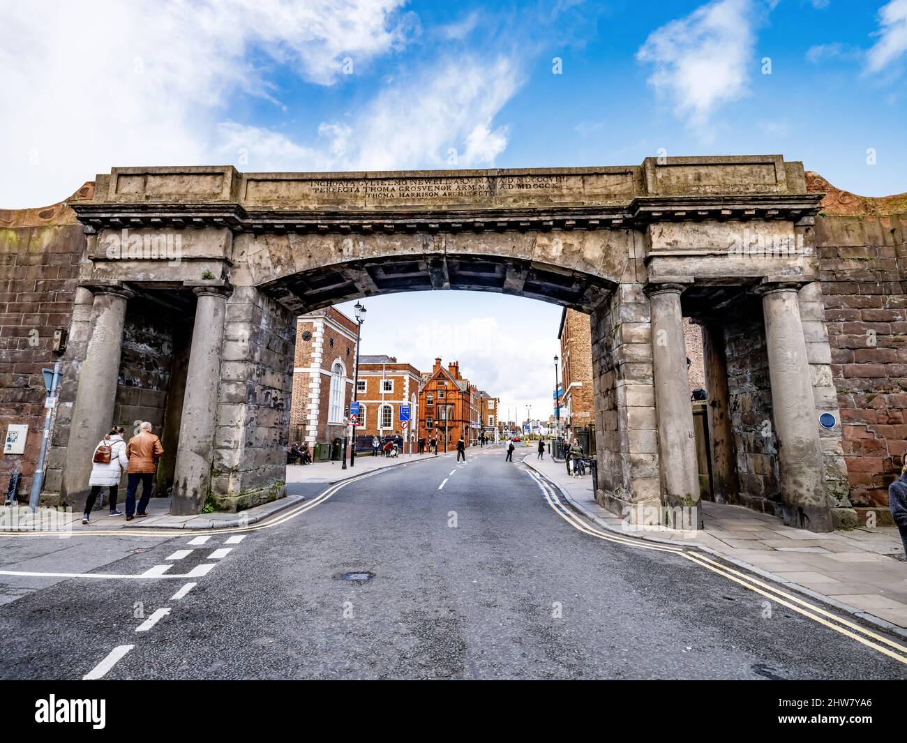 North Gate on North Gate Street in the centre of Chester, capital City of Cheshire, famous for it's historic buildings. Stock Photo