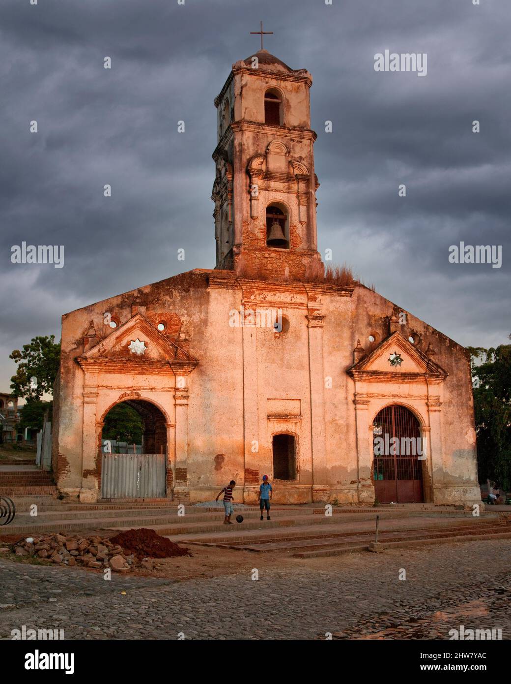 Cuba, Trinidad.  Facade of Church of Santa Ana, 18th. Century. Stock Photo