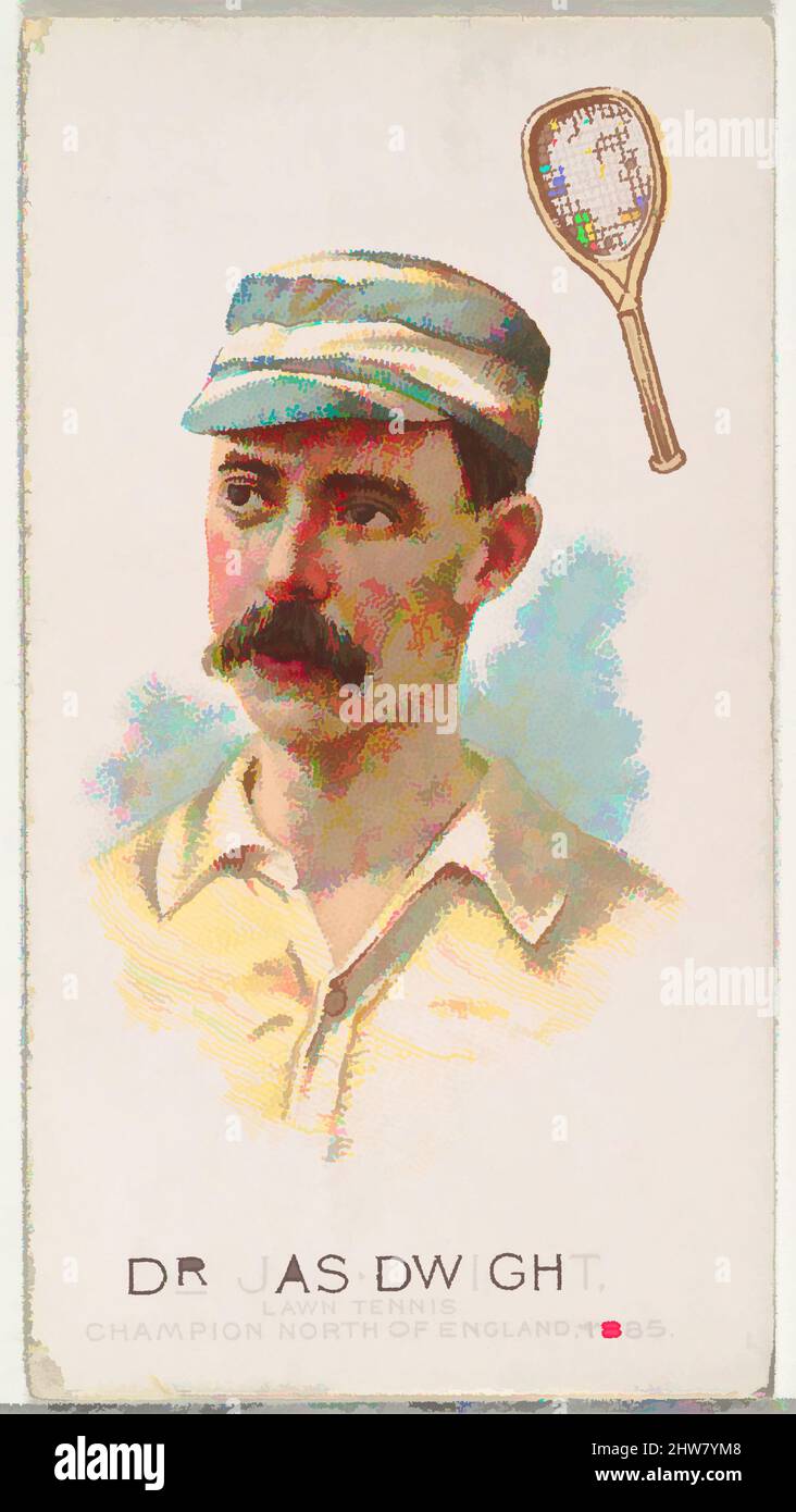 Art inspired by Dr. James Dwight, Lawn Tennis Champion North of England 1885, from World's Champions, Series 2 (N29) for Allen & Ginter Cigarettes, 1888, Commercial color lithograph, Sheet: 2 3/4 x 1 1/2 in. (7 x 3.8 cm), Trade cards from 'World's Champions,' Series 2 (N29), issued in, Classic works modernized by Artotop with a splash of modernity. Shapes, color and value, eye-catching visual impact on art. Emotions through freedom of artworks in a contemporary way. A timeless message pursuing a wildly creative new direction. Artists turning to the digital medium and creating the Artotop NFT Stock Photo