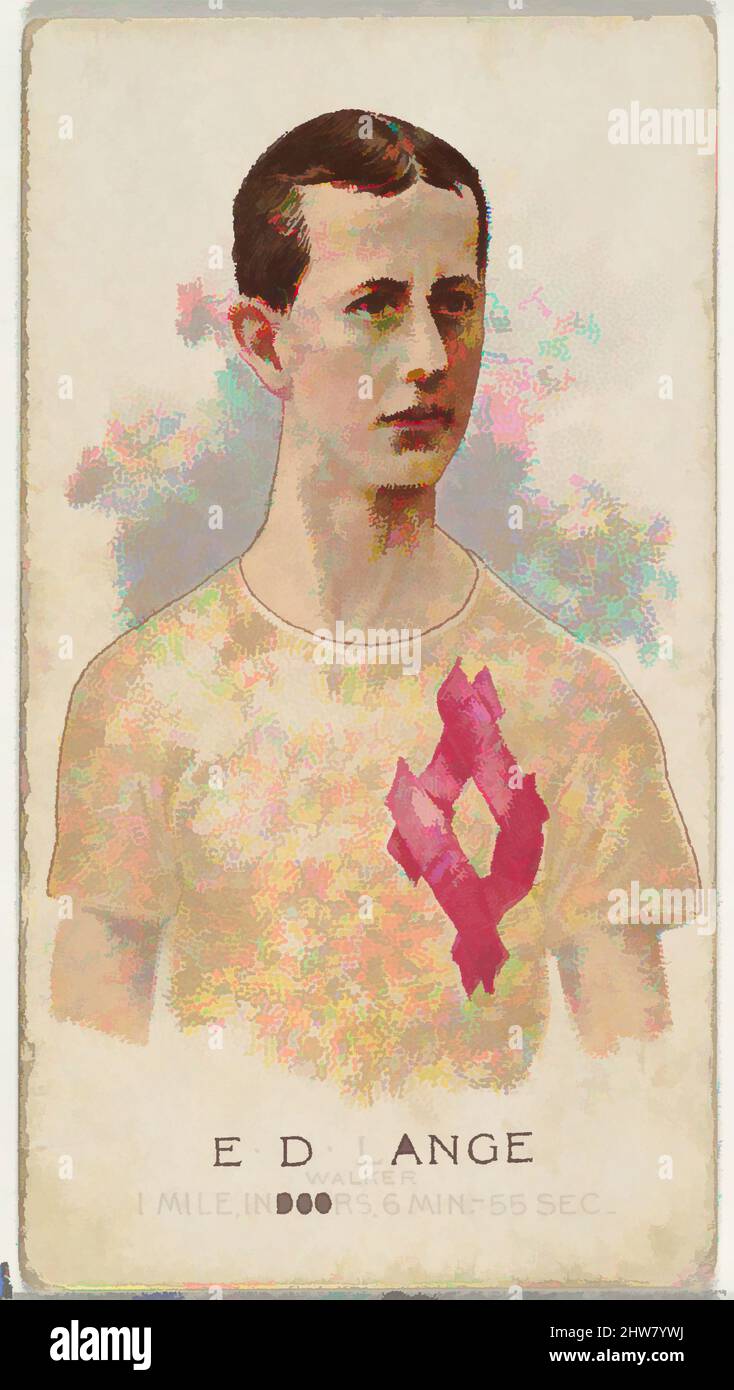 Art inspired by E.D. Lange, Walker, from World's Champions, Series 2 (N29) for Allen & Ginter Cigarettes, 1888, Commercial color lithograph, Sheet: 2 3/4 x 1 1/2 in. (7 x 3.8 cm), Trade cards from 'World's Champions,' Series 2 (N29), issued in 1888 in a set of 50 cards to promote Allen, Classic works modernized by Artotop with a splash of modernity. Shapes, color and value, eye-catching visual impact on art. Emotions through freedom of artworks in a contemporary way. A timeless message pursuing a wildly creative new direction. Artists turning to the digital medium and creating the Artotop NFT Stock Photo