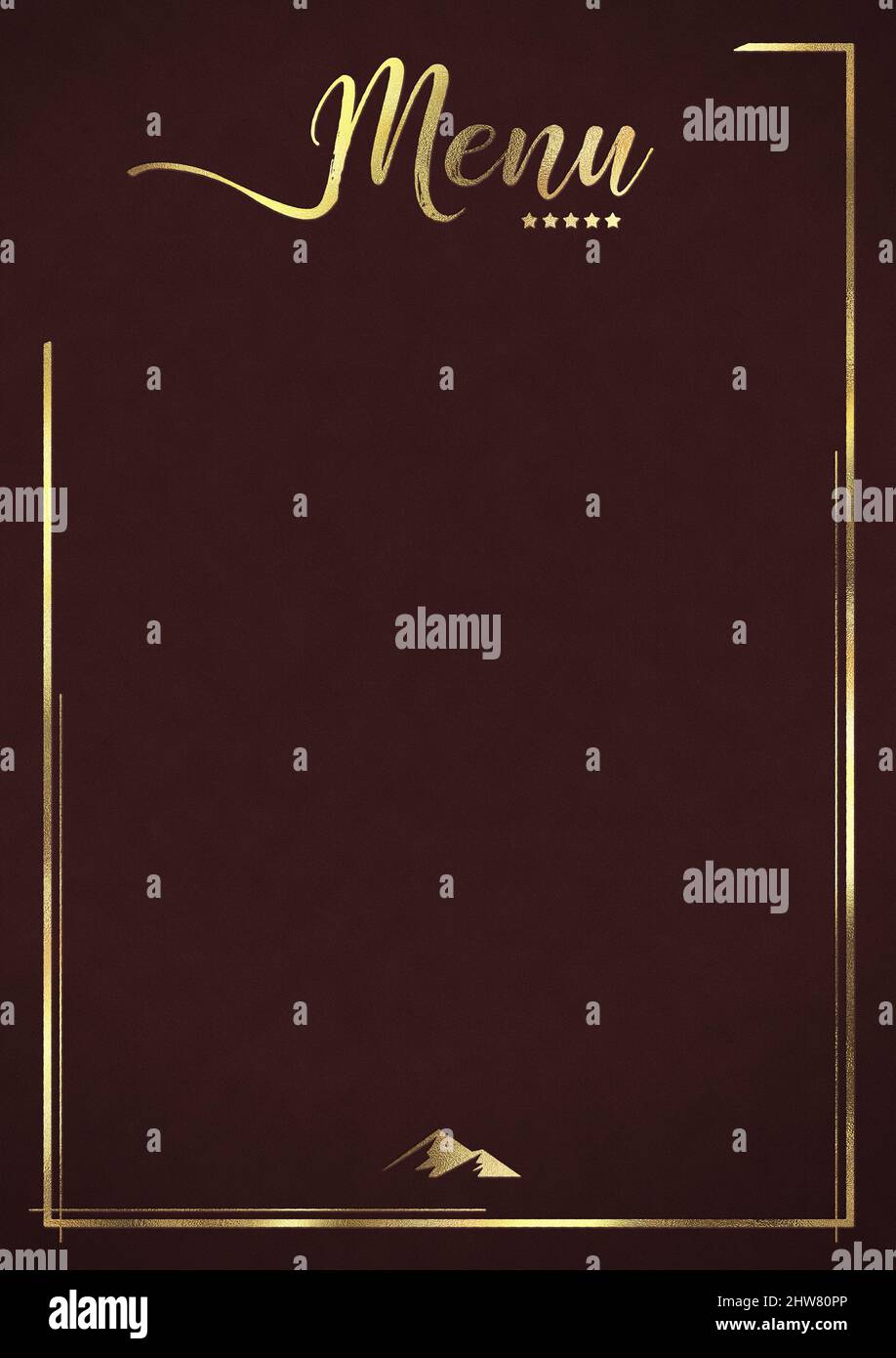 Bordeaux Luxury Restaurant Menu Background Suede with Embossed Gold