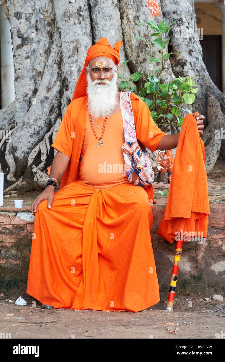 India Rajasthan Jaipur. A holy man (sadhu) Stock Photo