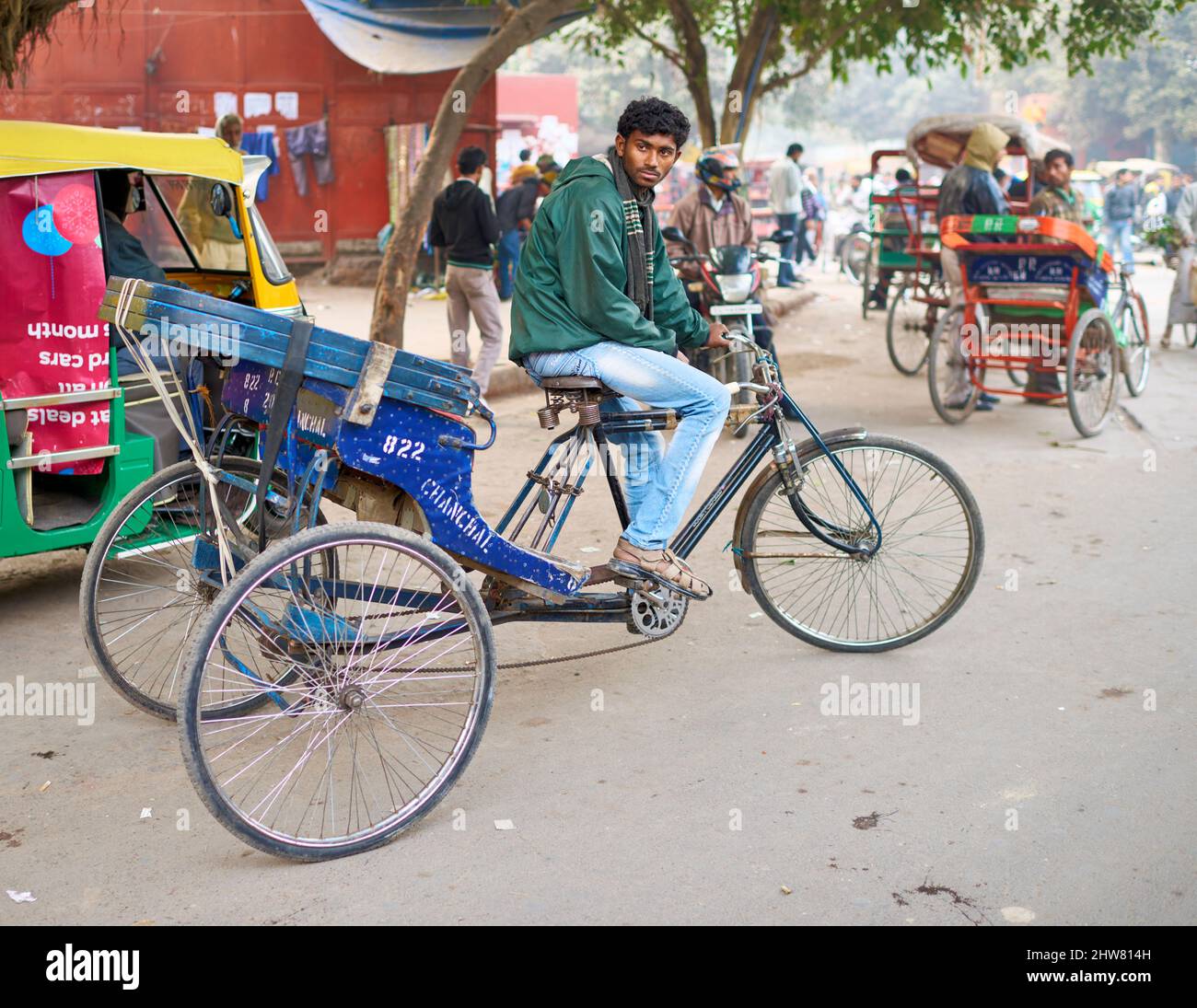 India Delhi. Rickshaw Stock Photo