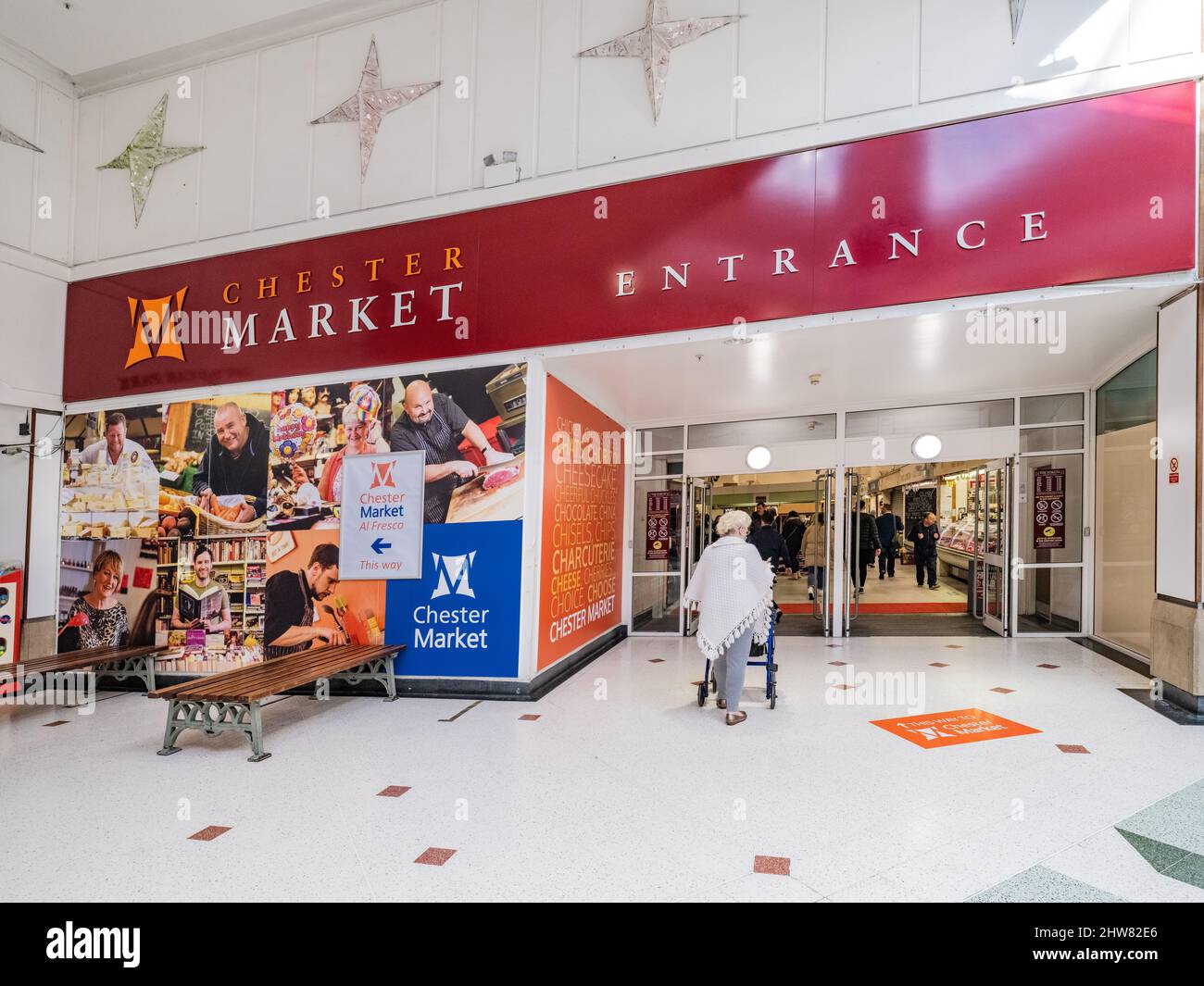 Chester Market entrance, Chester Market Food Hall Stock Photo - Alamy