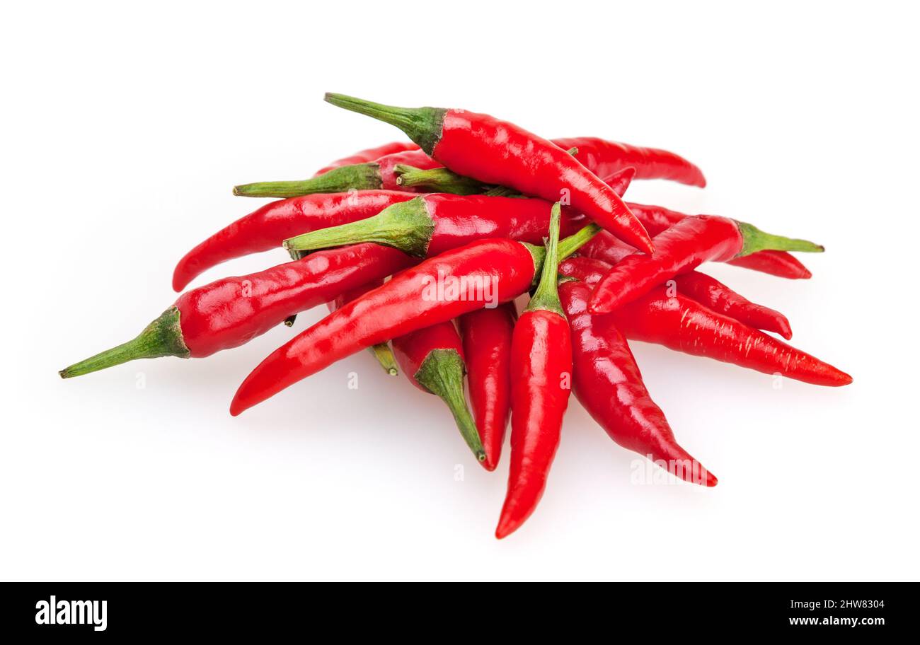 Red chili peppers isolated on white background Stock Photo - Alamy