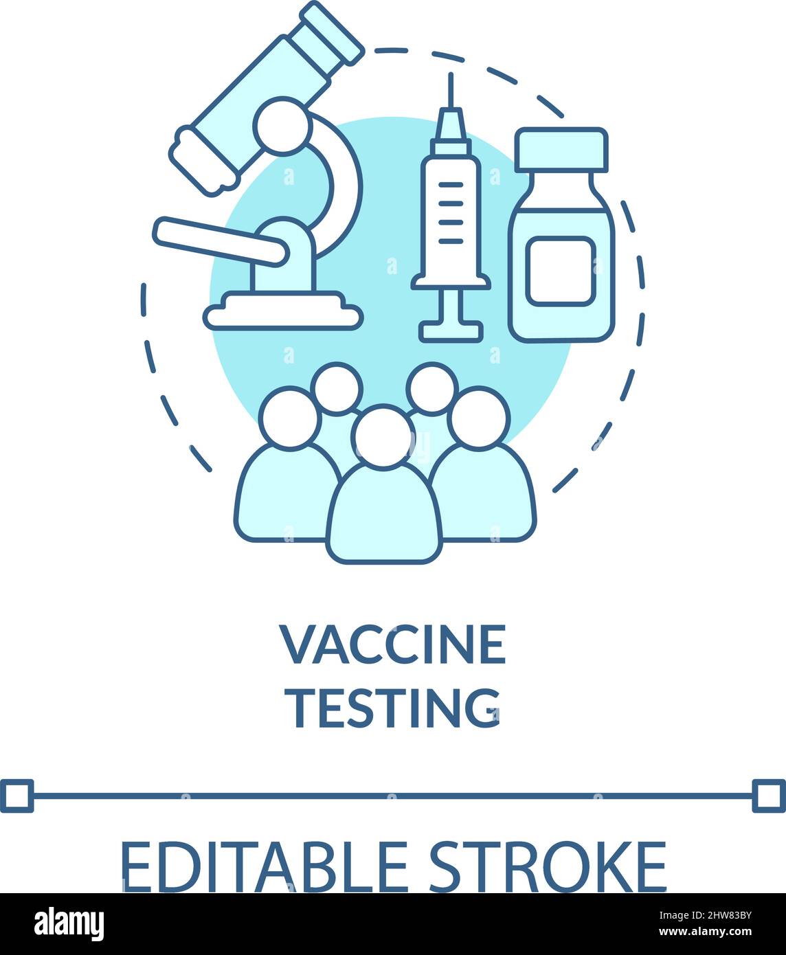 Vaccine testing turquoise concept icon Stock Vector