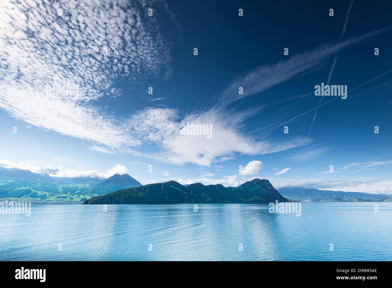 Contrasting Landscape Switzerland Blue Sky Over The Alps Mountains Contrasting Landscape Switzerland Blue Sky Over The Alps Mountains