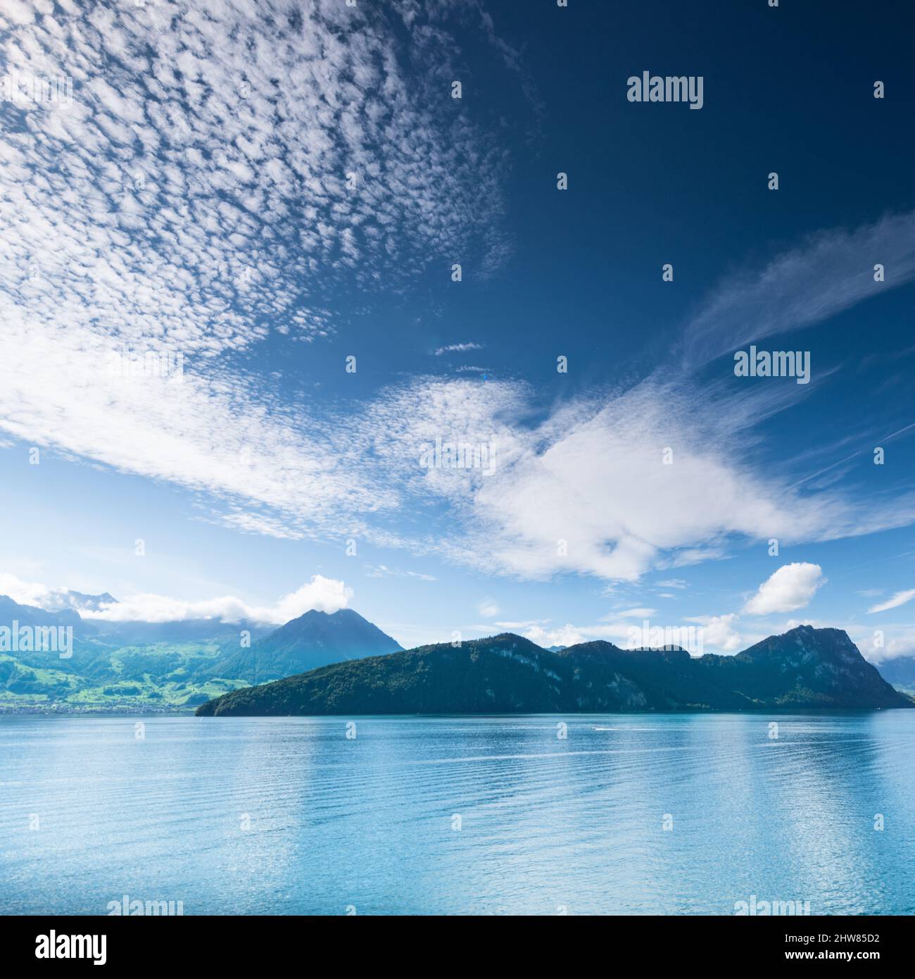 Contrasting Landscape Switzerland Blue Sky Over The Alps Mountains Lake Lucerne Stock Photo Contrasting Landscape Switzerland Blue Sky Over The Alps Mountains Lake Lucerne Stock Photo
