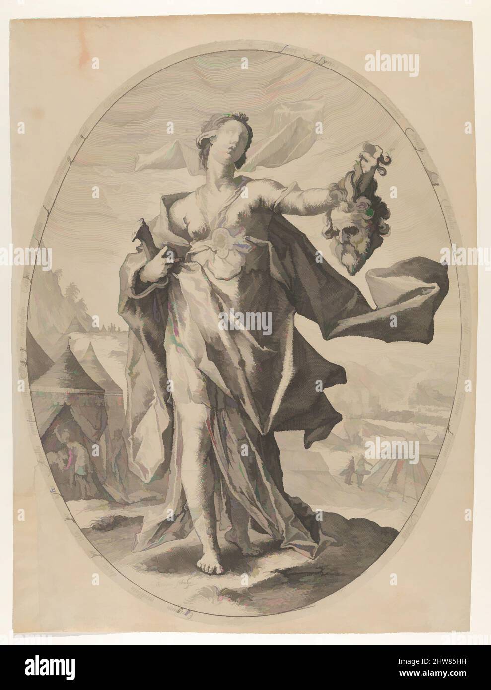Art inspired by Judith from Heroes and Heroines of the Old Testament, ca. 1597, Engraving, Sheet: 17 5/16 x 13 in. (44 x 33 cm), Prints, Nicolaes Braeu (Netherlandish, active Haarlem, ca. 1586–died 1600), After Hendrick Goltzius (Netherlandish, Mühlbracht 1558–1617 Haarlem, Classic works modernized by Artotop with a splash of modernity. Shapes, color and value, eye-catching visual impact on art. Emotions through freedom of artworks in a contemporary way. A timeless message pursuing a wildly creative new direction. Artists turning to the digital medium and creating the Artotop NFT Stock Photo