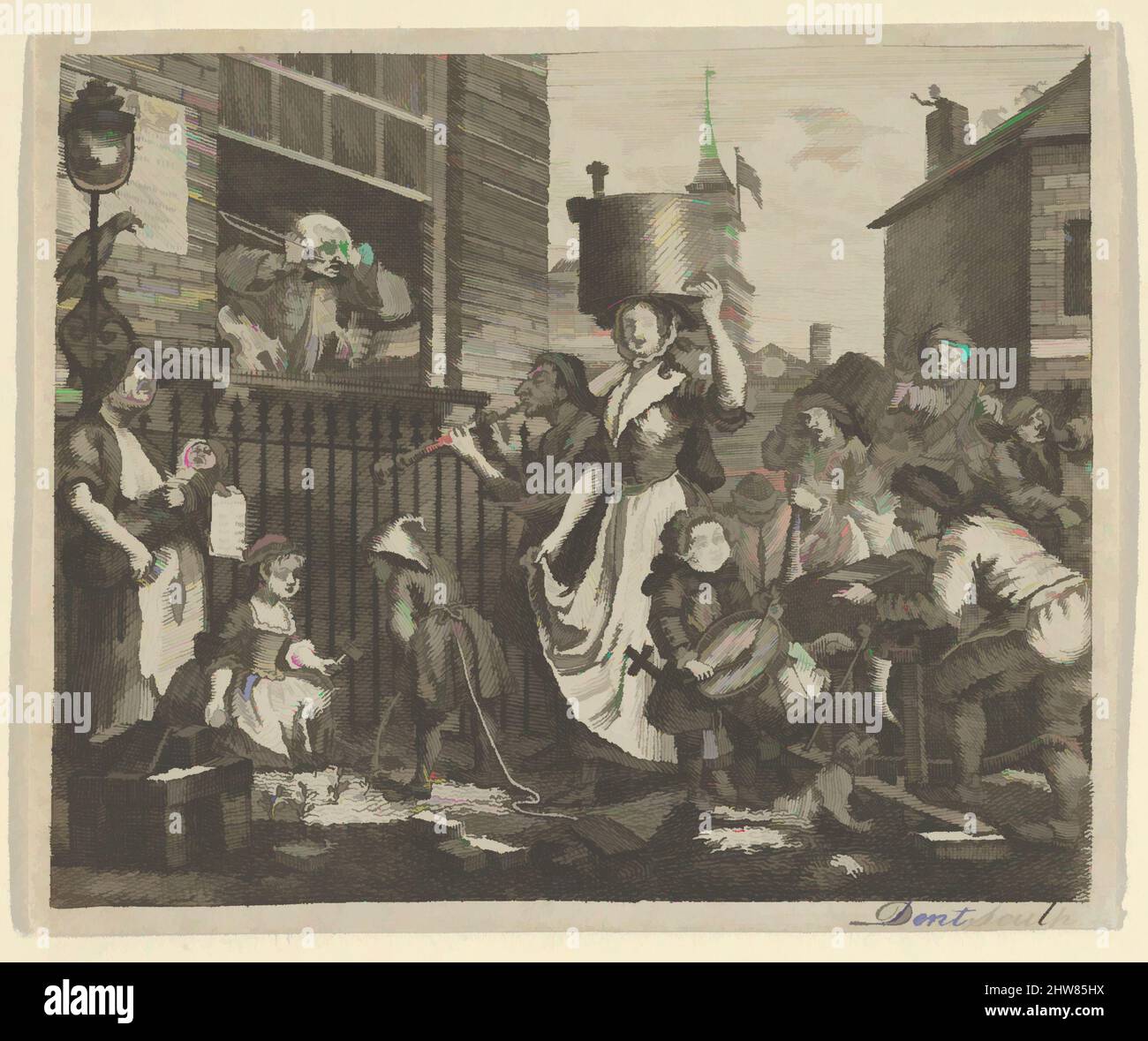 Art inspired by The Enraged Musician, ca. 1800, Engraving, Sheet: 2 5/8 x 3 1/8 in. (6.7 x 8 cm), Prints, After William Hogarth (British, London 1697–1764 London, Classic works modernized by Artotop with a splash of modernity. Shapes, color and value, eye-catching visual impact on art. Emotions through freedom of artworks in a contemporary way. A timeless message pursuing a wildly creative new direction. Artists turning to the digital medium and creating the Artotop NFT Stock Photo