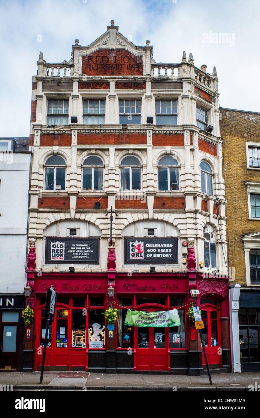 The Old Red Lion Theatre London - The Old Red Lion is a pub & fringe theatre at the Angel Islington. Pub rebuilt 1899, theatre  founded 1979. Grade II. Stock Photo