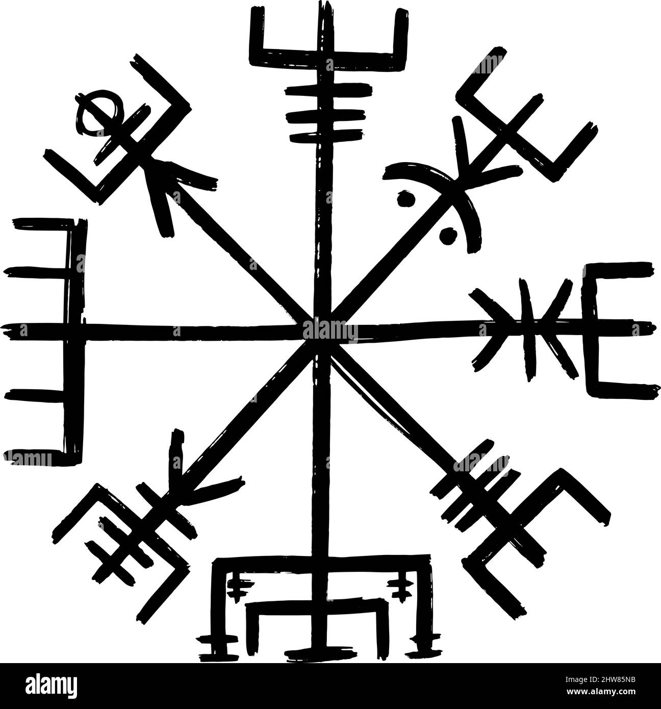 Vegvisir. Viking Compass graphic illustration Stock Vector