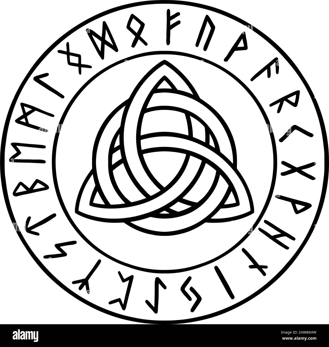 Celtic Knot symbol with Elder Futhark Runes Stock Vector