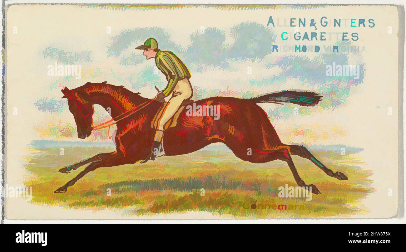 Art inspired by Connemara, from The World's Racers series (N32) for Allen & Ginter Cigarettes, 1888, Commercial color lithograph, Sheet: 1 1/2 x 2 3/4 in. (3.8 x 7 cm), Trade cards from the 'The World's Racers' series (N32), issued in 1888 in a set of 50 cards to promote Allen & Ginter, Classic works modernized by Artotop with a splash of modernity. Shapes, color and value, eye-catching visual impact on art. Emotions through freedom of artworks in a contemporary way. A timeless message pursuing a wildly creative new direction. Artists turning to the digital medium and creating the Artotop NFT Stock Photo