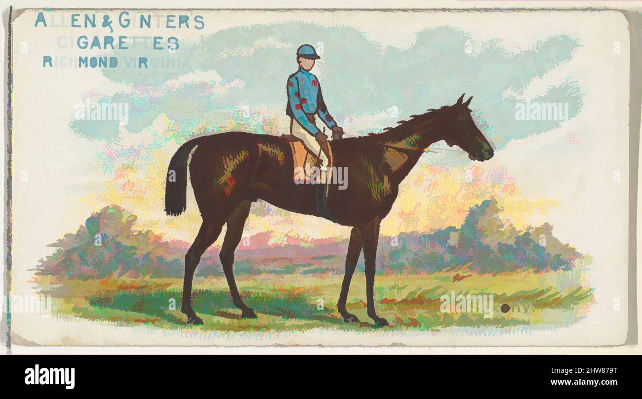 Art inspired by Saxony, from The World's Racers series (N32) for Allen & Ginter Cigarettes, 1888, Commercial color lithograph, Sheet: 1 1/2 x 2 3/4 in. (3.8 x 7 cm), Trade cards from the 'The World's Racers' series (N32), issued in 1888 in a set of 50 cards to promote Allen & Ginter, Classic works modernized by Artotop with a splash of modernity. Shapes, color and value, eye-catching visual impact on art. Emotions through freedom of artworks in a contemporary way. A timeless message pursuing a wildly creative new direction. Artists turning to the digital medium and creating the Artotop NFT Stock Photo