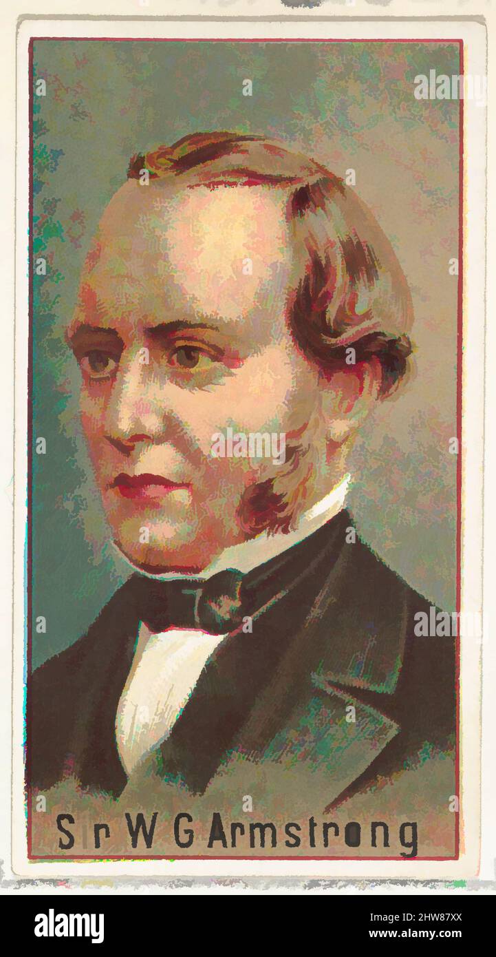 Art inspired by Sir W. G. Armstrong, printer's sample for the World's Inventors souvenir album (A25) for Allen & Ginter Cigarettes, 1888, Commercial color lithograph, Sheet: 2 3/4 x 1 1/2 in. (7 x 3.8 cm), Printer's samples for the collector's album 'World's Inventors' (A25), issued in, Classic works modernized by Artotop with a splash of modernity. Shapes, color and value, eye-catching visual impact on art. Emotions through freedom of artworks in a contemporary way. A timeless message pursuing a wildly creative new direction. Artists turning to the digital medium and creating the Artotop NFT Stock Photo