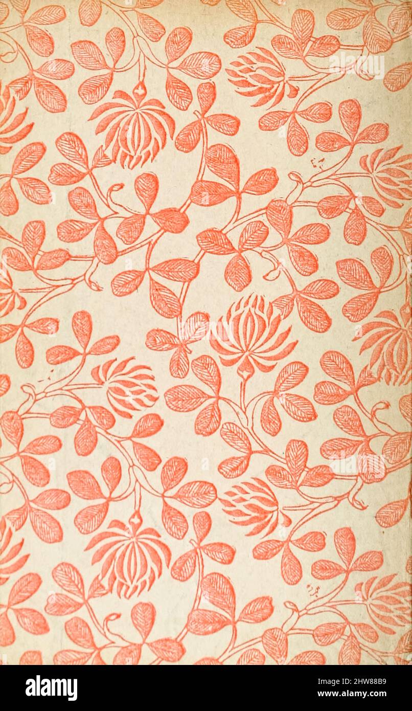 Pastedown or endpaper from 18th century book binding featuring plant