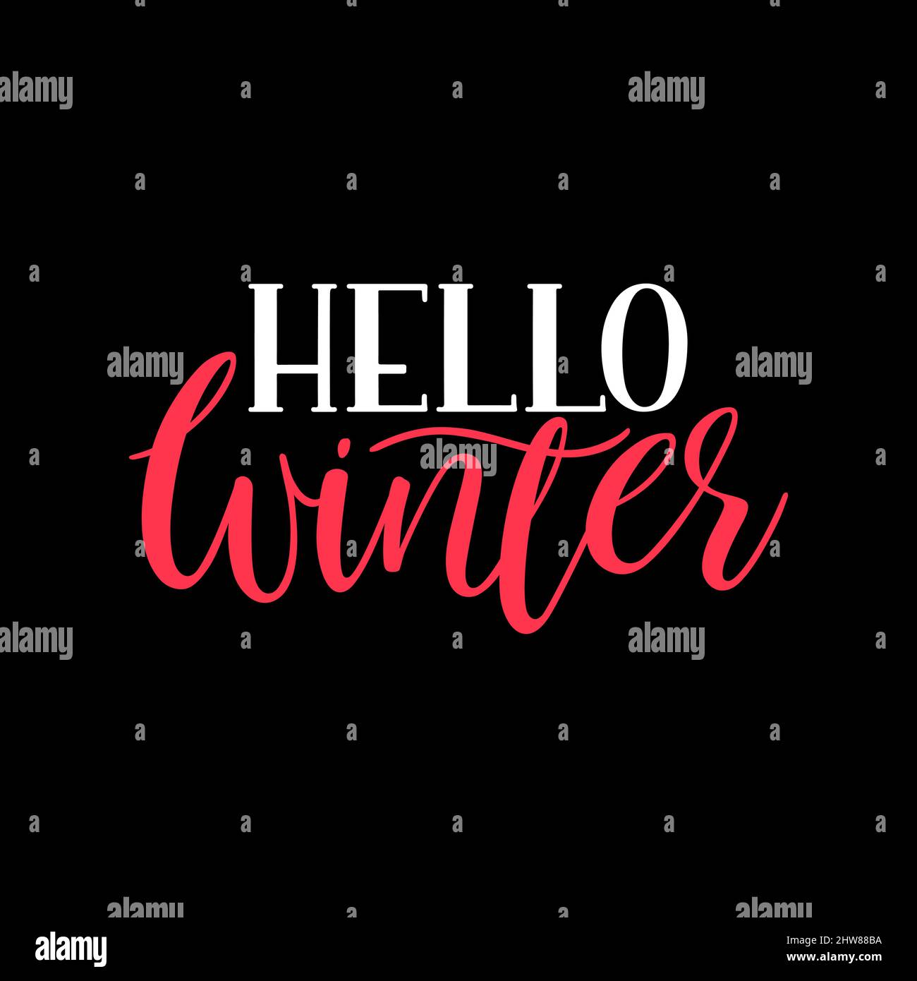 Hello Winter. Vector Brush lettering calligraphy Stock Vector Image ...