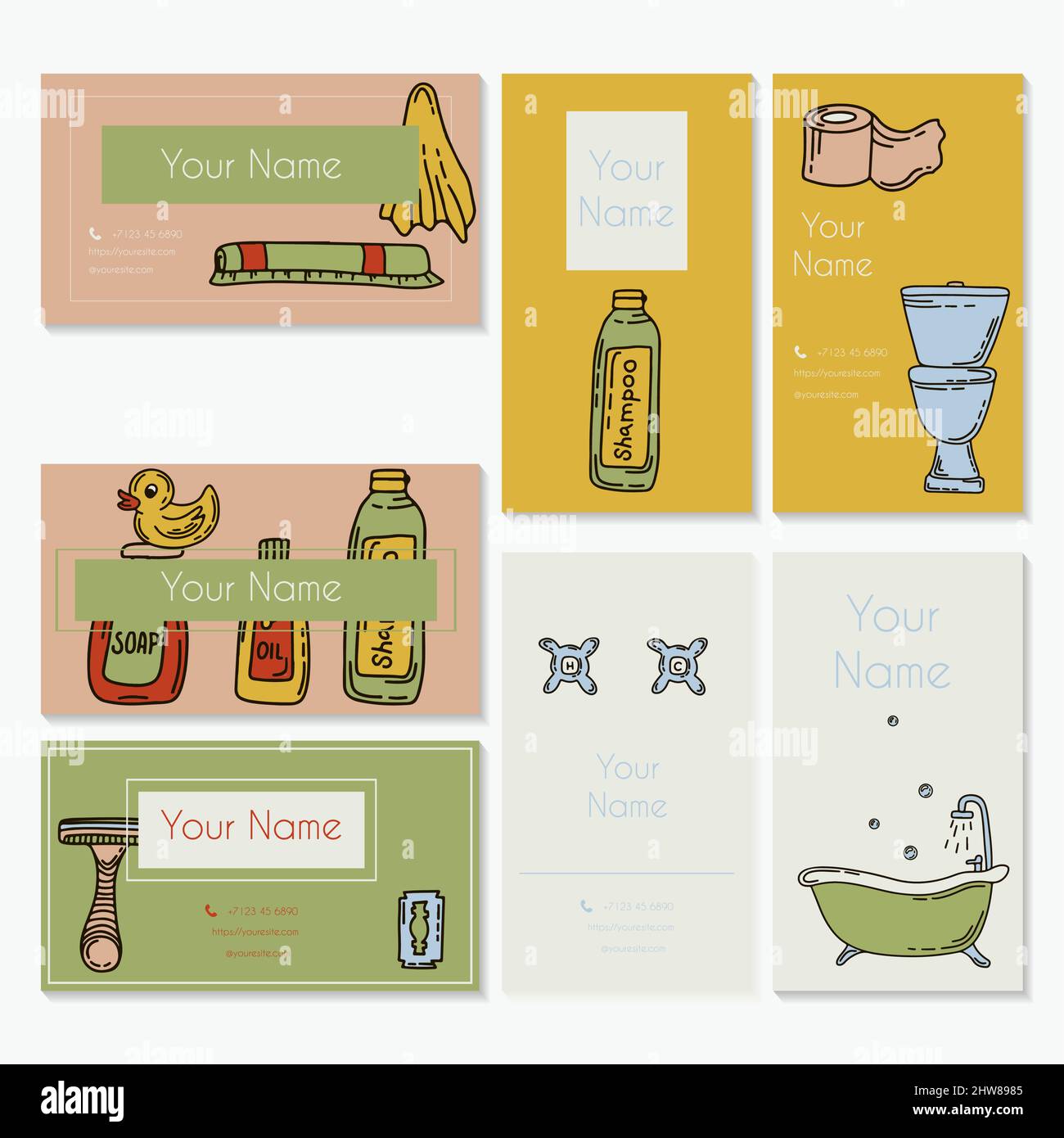 Bath doodle vector illustration. Hand draw set of home bathroom hygiene