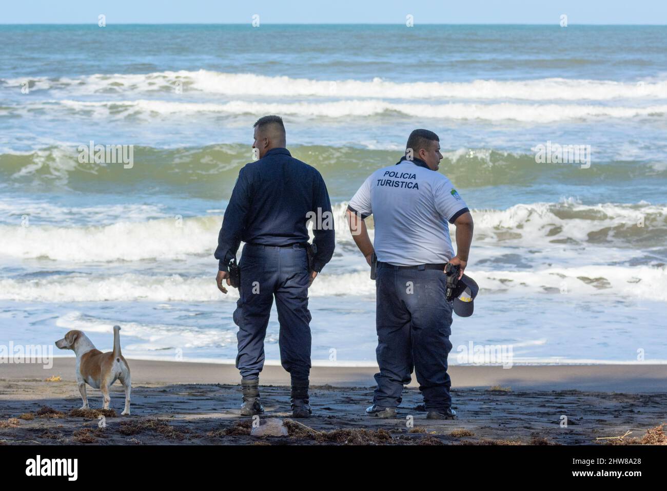 Costa Rican Tourist Police patrol the beach in Tortuguero, Limon Province, Costa Rica, Central America Stock Photo