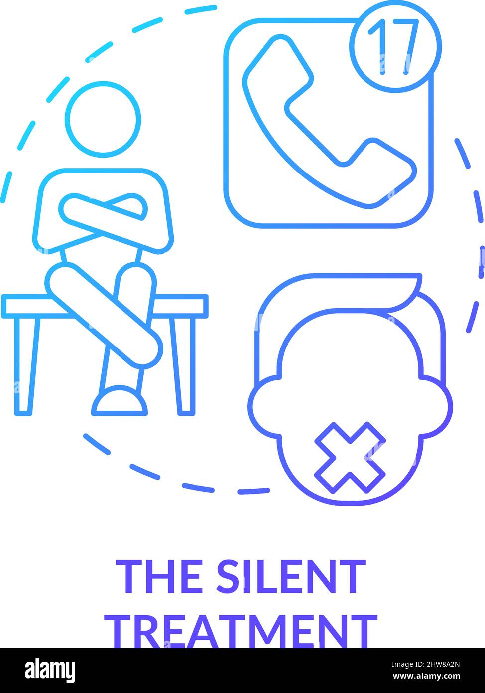 Silent treatment blue gradient concept icon Stock Vector