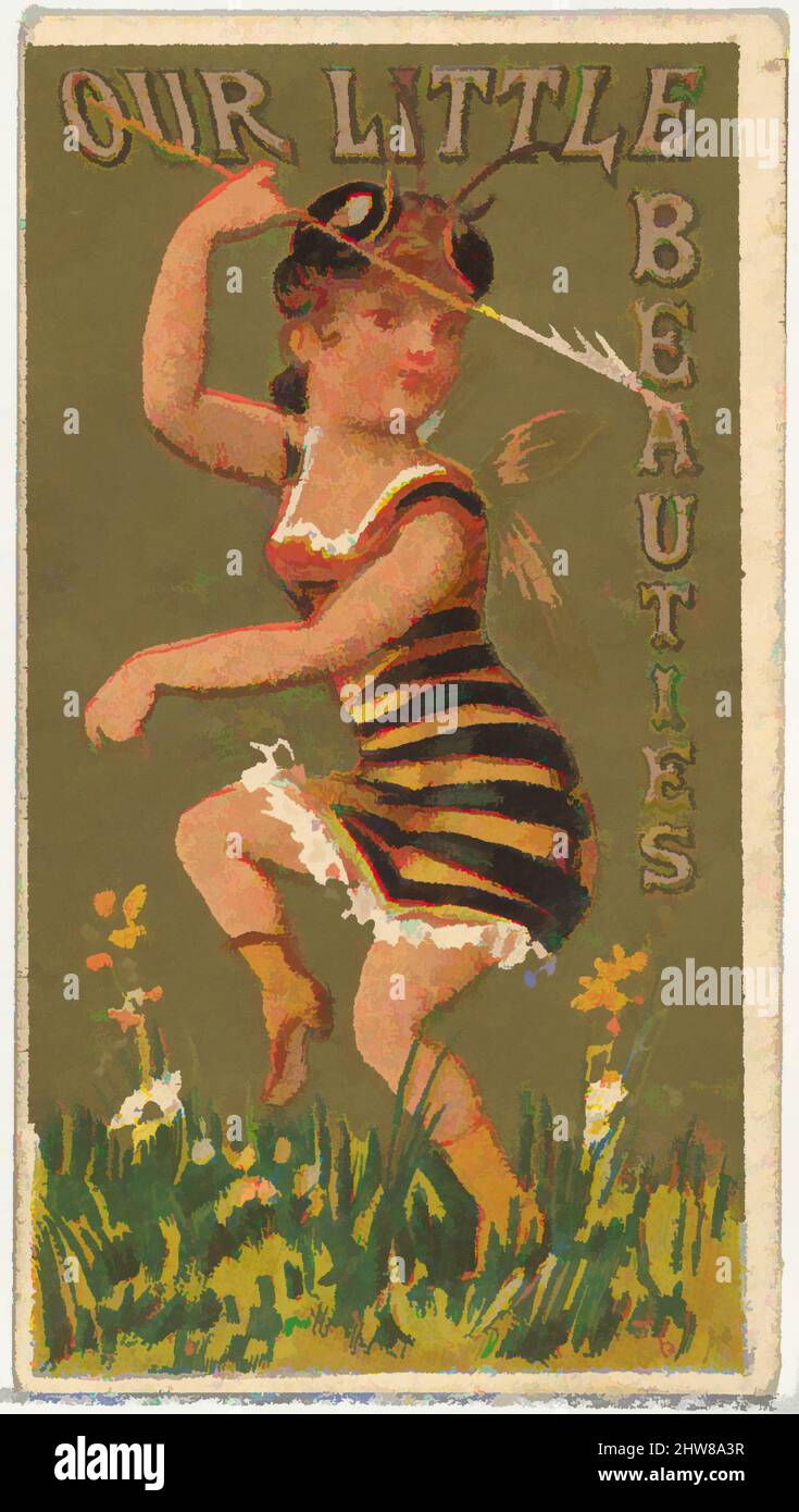 Art inspired by From the Girls and Children series (N58) promoting Our Little Beauties Cigarettes for Allen & Ginter brand tobacco products, 1887, Commercial color lithograph, Sheet: 2 5/8 × 1 1/2 in. (6.7 × 3.8 cm), Trade cards from the 'Girls and Children' series (N58), issued in, Classic works modernized by Artotop with a splash of modernity. Shapes, color and value, eye-catching visual impact on art. Emotions through freedom of artworks in a contemporary way. A timeless message pursuing a wildly creative new direction. Artists turning to the digital medium and creating the Artotop NFT Stock Photo