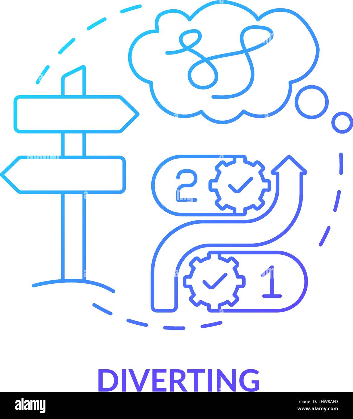 Diverting blue gradient concept icon Stock Vector