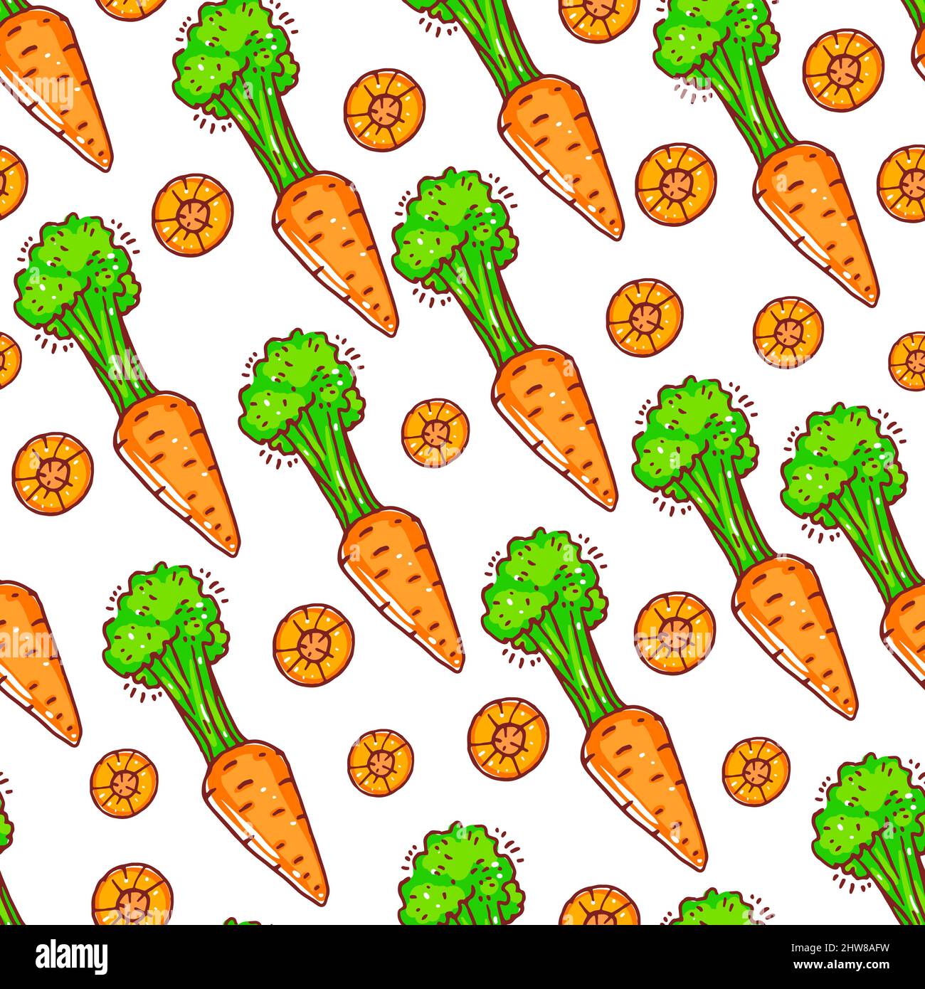 Beautiful seamless background with cute carrots Stock Vector