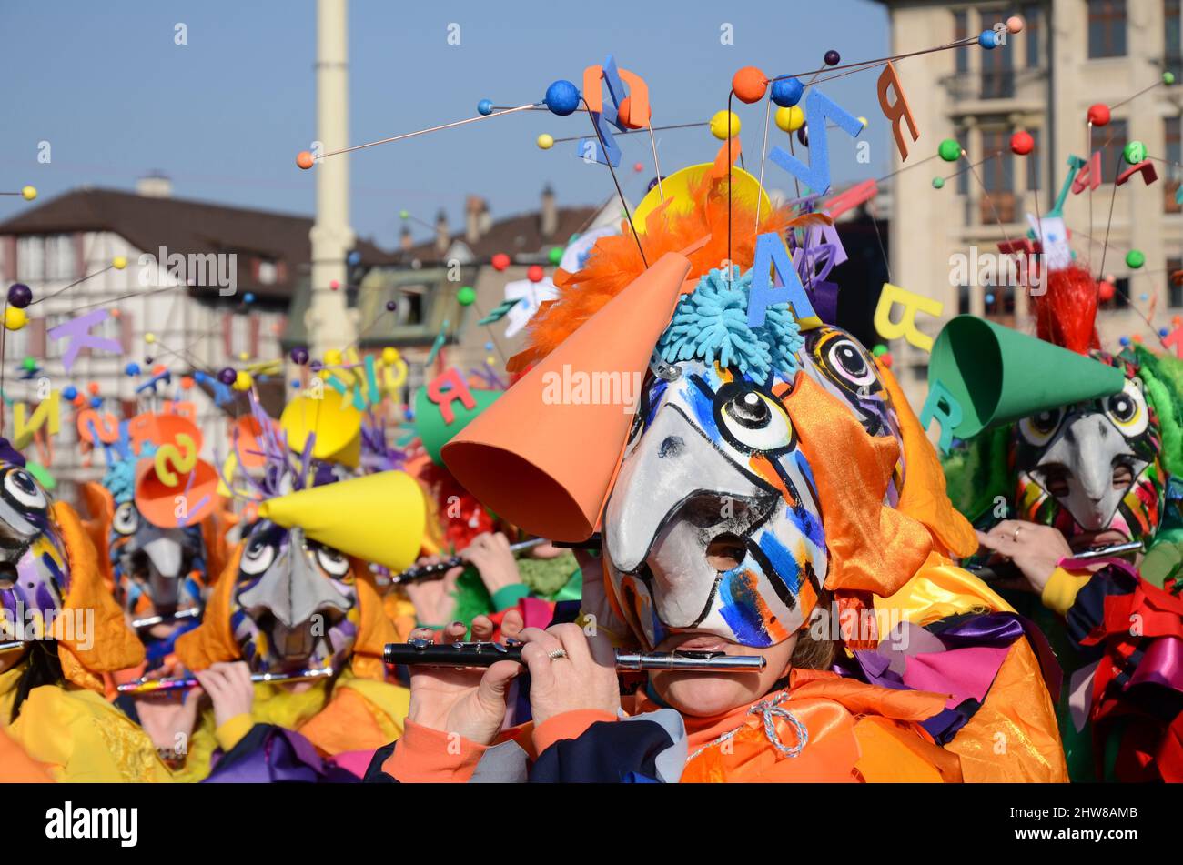 SWISS, Bâle, Carnival, Fasnacht, UNESCO, Intangible Cultural Heritage of Humanity Stock Photo