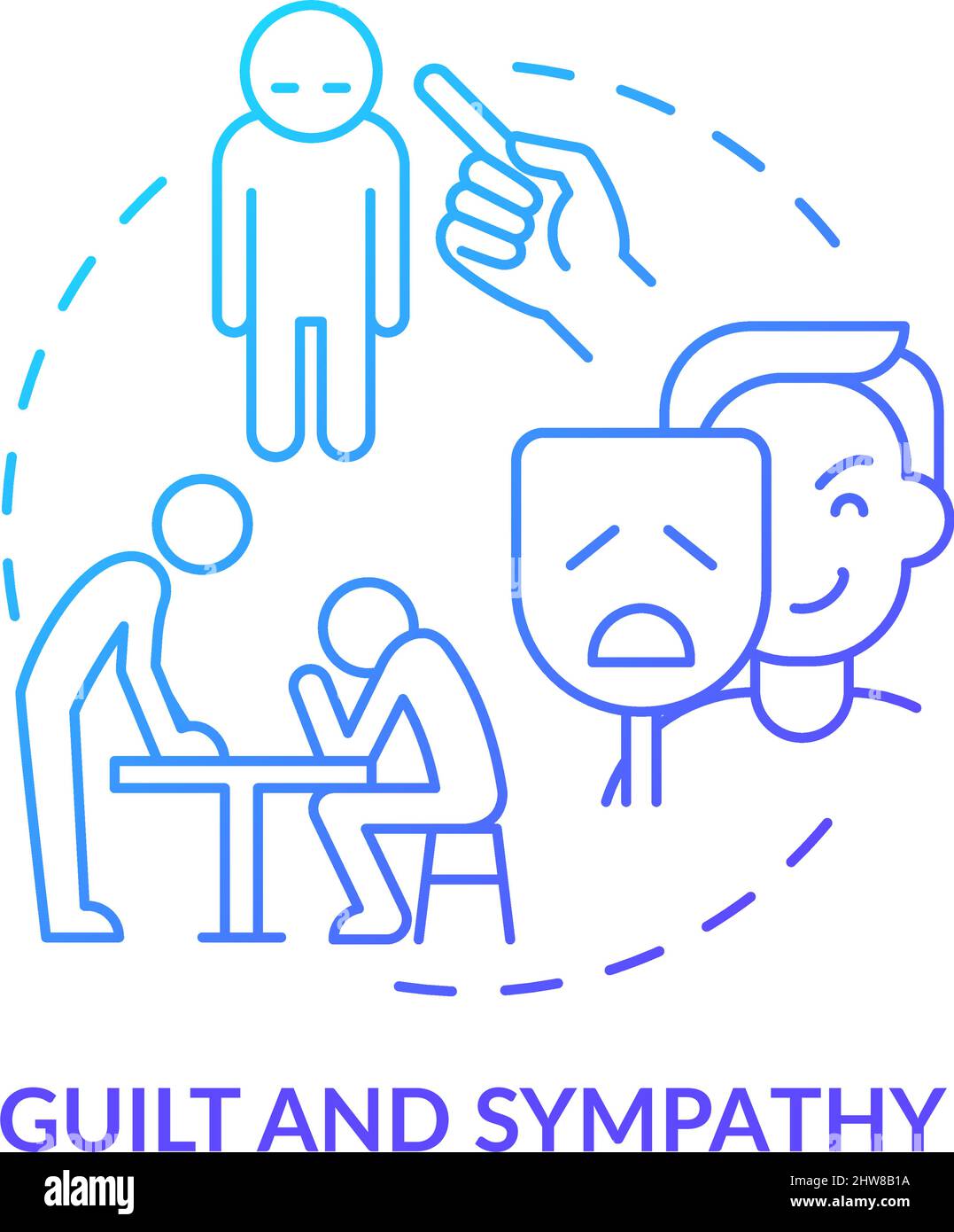 Guilt and sympathy blue gradient concept icon Stock Vector