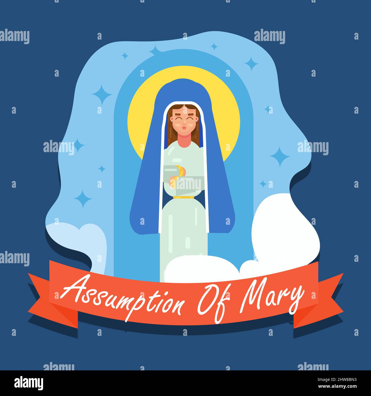 Assumption of Mary virgin day vector design Stock Vector