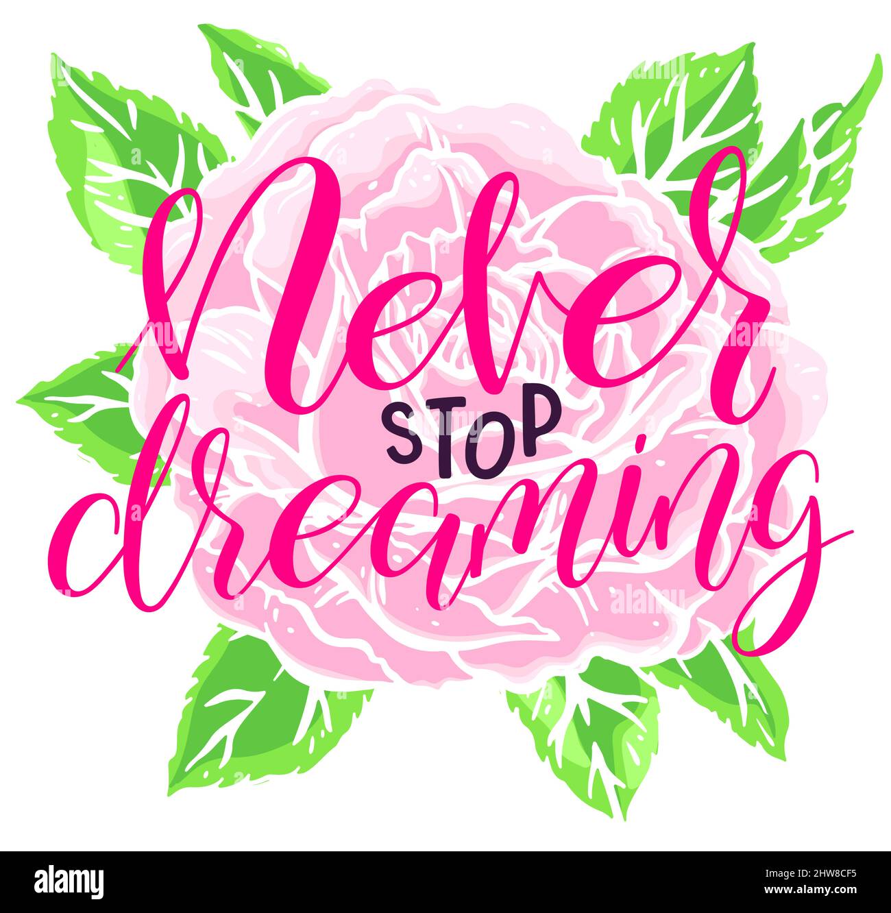 never stop dreaming. Vector hand-drawn calligraphy Stock Vector