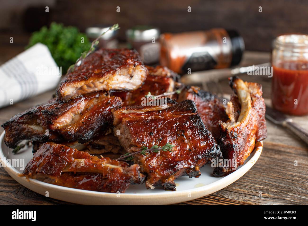 Homemade barbecue platter ribs hi-res stock photography and images - Alamy