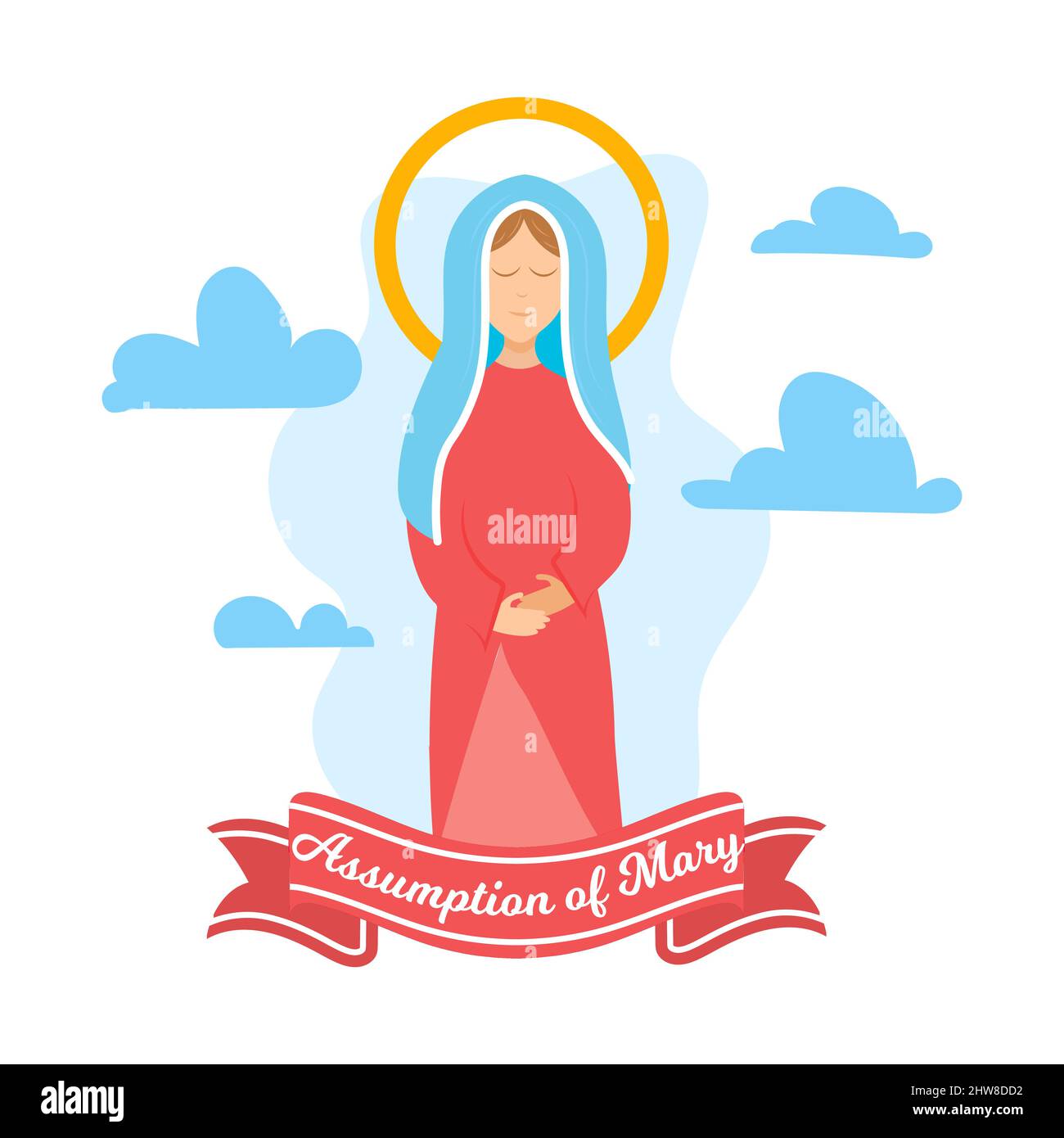 Happy Assumption of Mary day vector illustration greeting card, God Virgin Mary wallpaper, religious Poster, August 15, Important day design Stock Vector