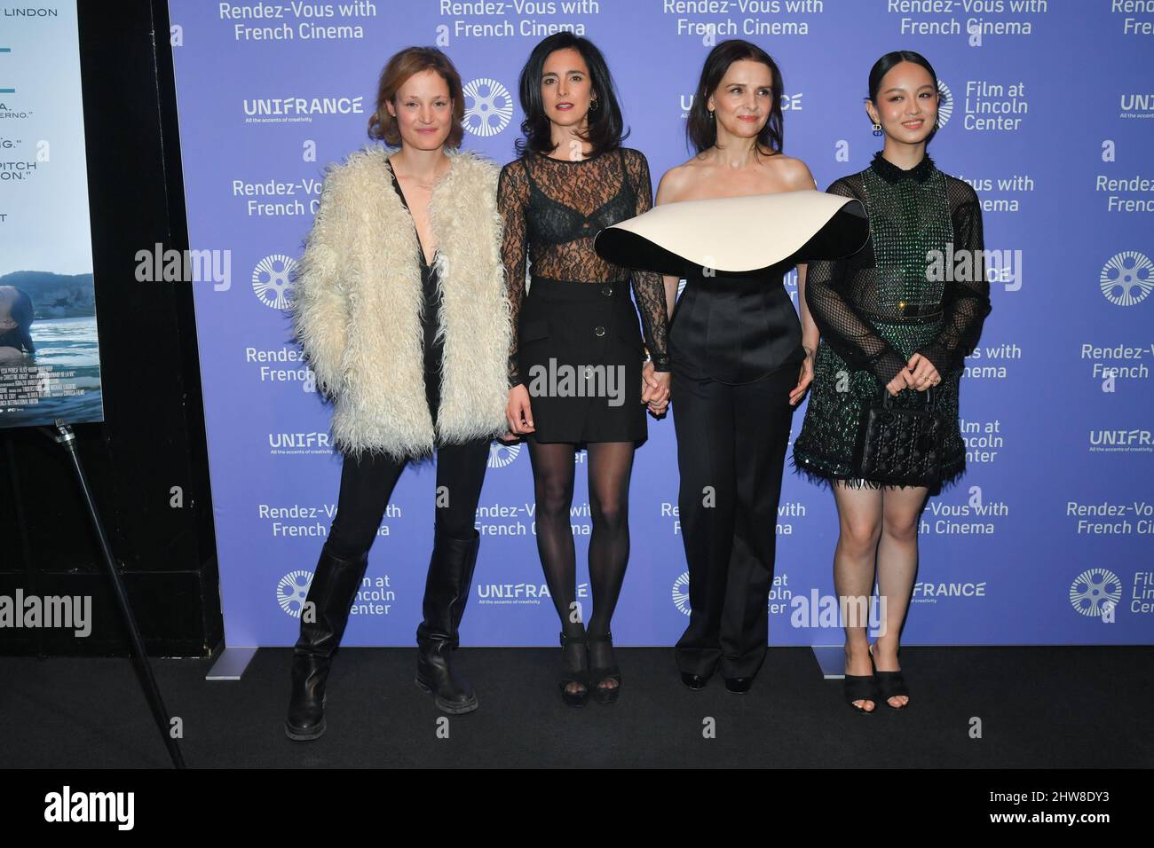 Vicky Krieps, Charline Bourgeois-Tacquet, Juliette Binoche and Lucie Zhang at Lincoln Center's Rendez-Vous With French Cinema opening night screening Stock Photo