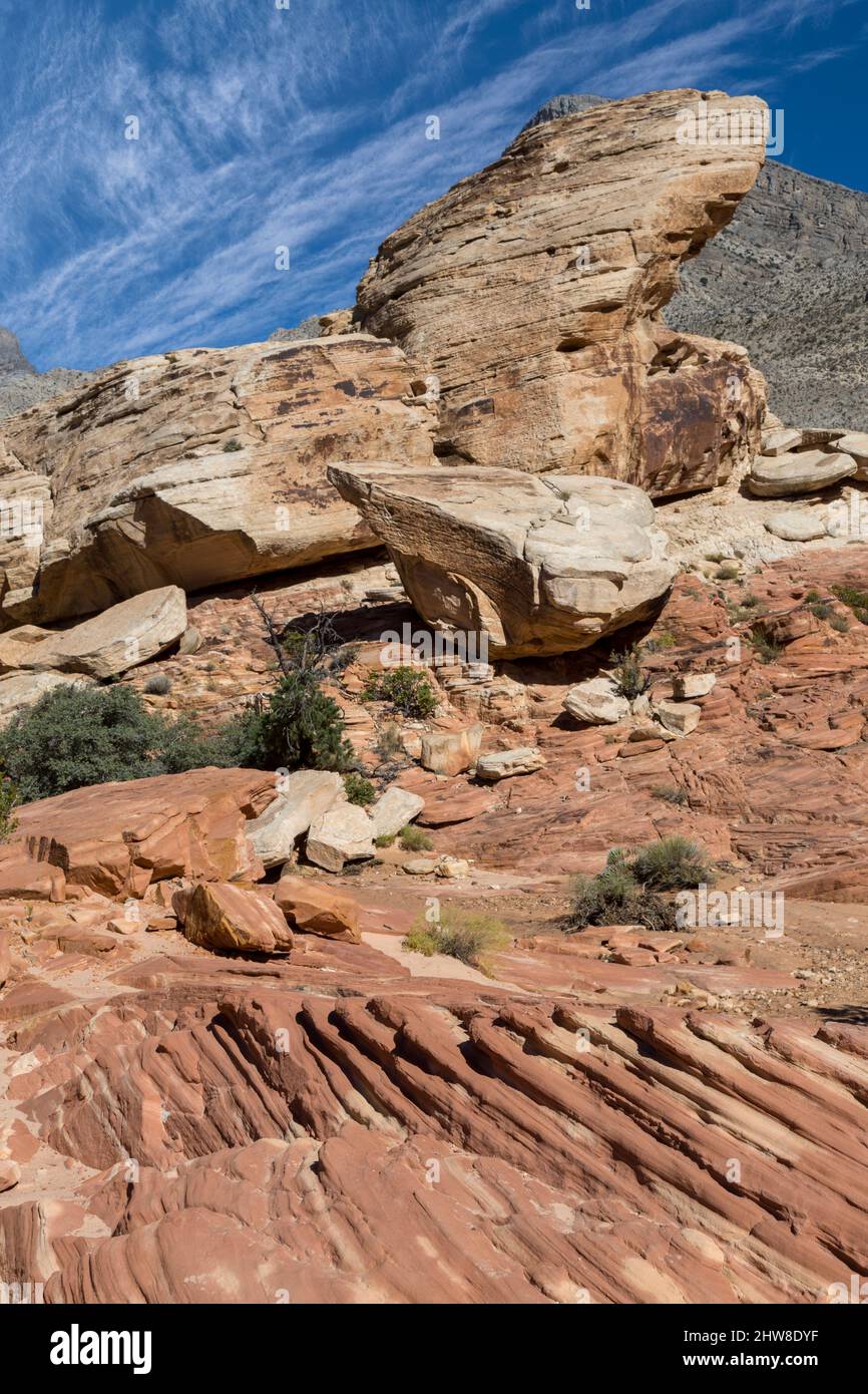 Red Rock Canyon, Nevada.  Trail to Calico Tanks. Stock Photo