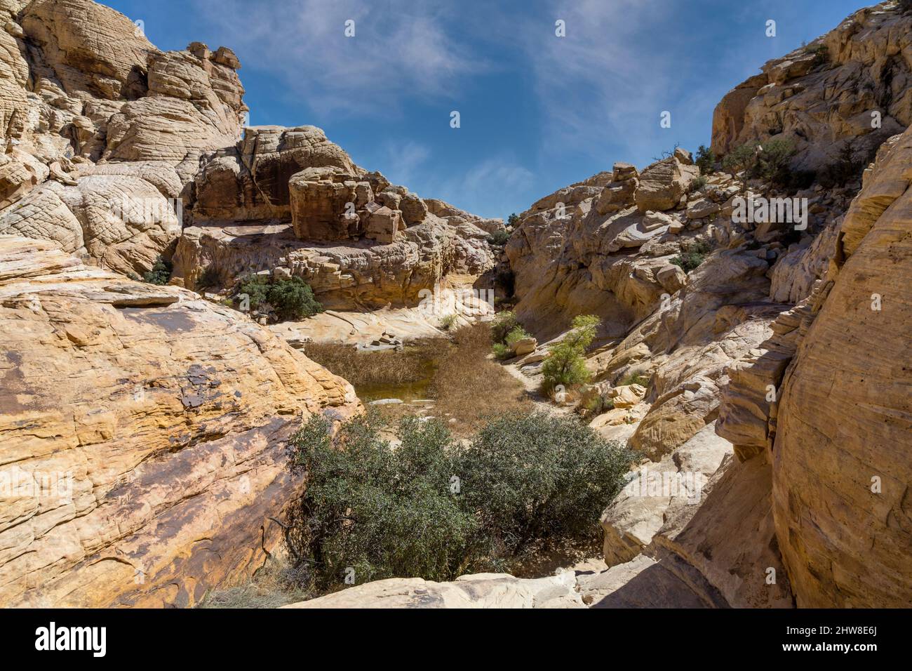 Red Rock Canyon, Nevada.  Calico Tanks at end of Trail. Stock Photo