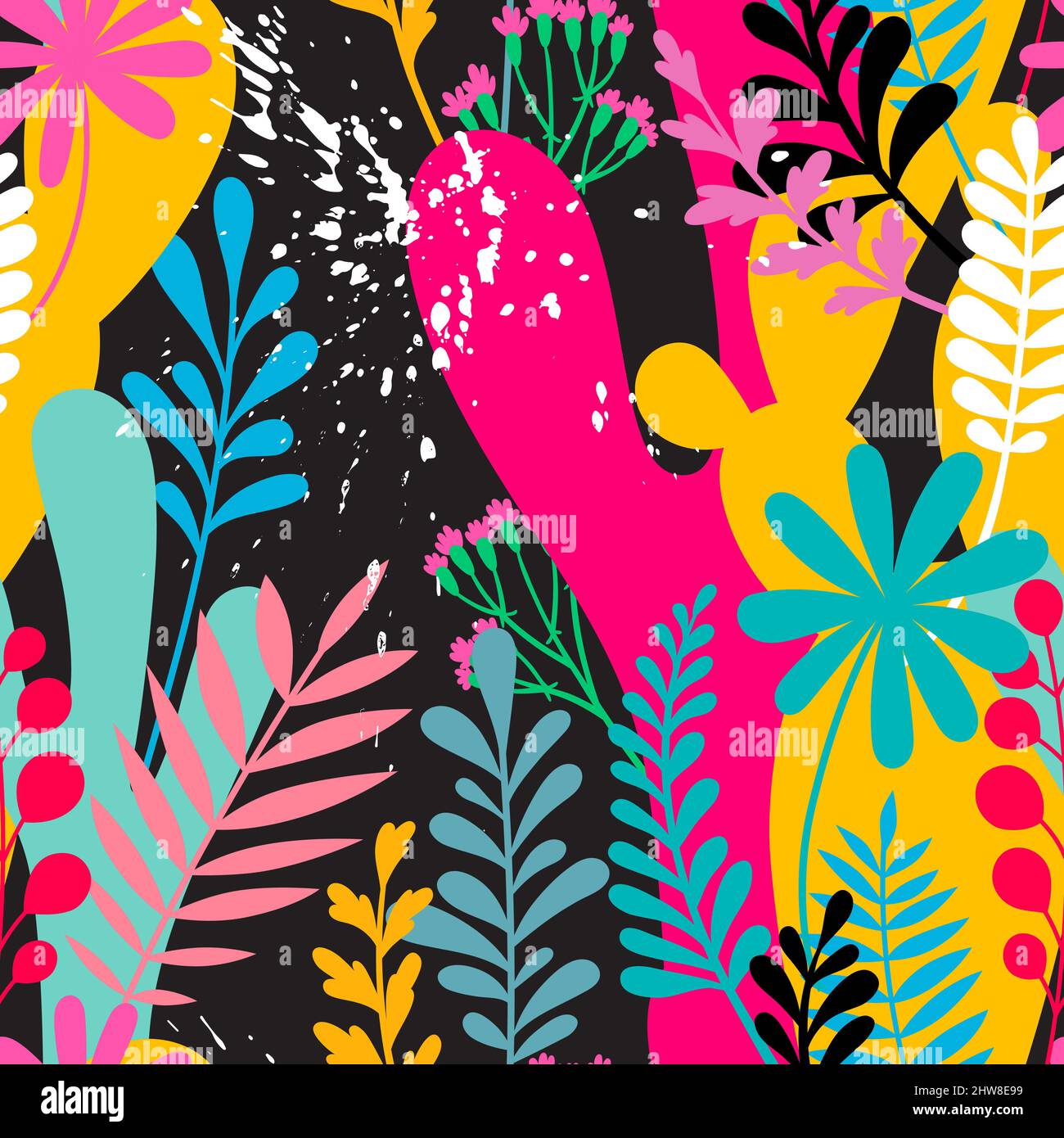elegant seamless pattern with abstract leaves and flowers. Vector ...