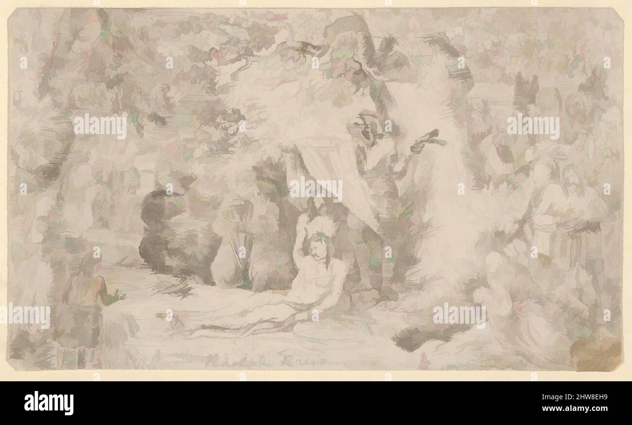 La Mort d'Uncas (The Death of Uncas), 1839, Etching, Mount: 9 3/8 × 12 3/8 in. (23.8 × 31.5 cm), Prints, Rodolphe Bresdin (French, Montrelais 1822–1885 Sèvres) Stock Photo