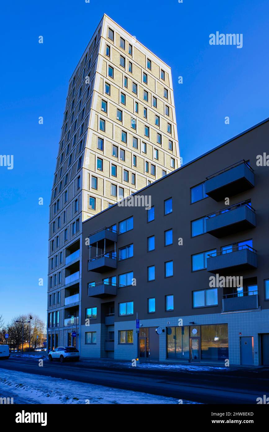 A high building in Umami Park in Hallonbergen, Sindbyberg, Sweden. Stock Photo