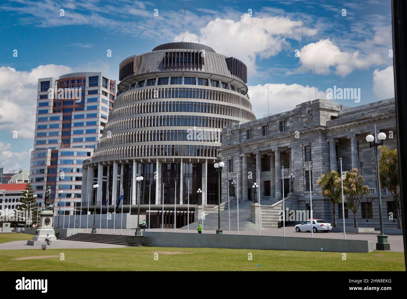 Wellington, New Zealand.  Prime Minister's Office Building, 'The Beehive.' Stock Photo