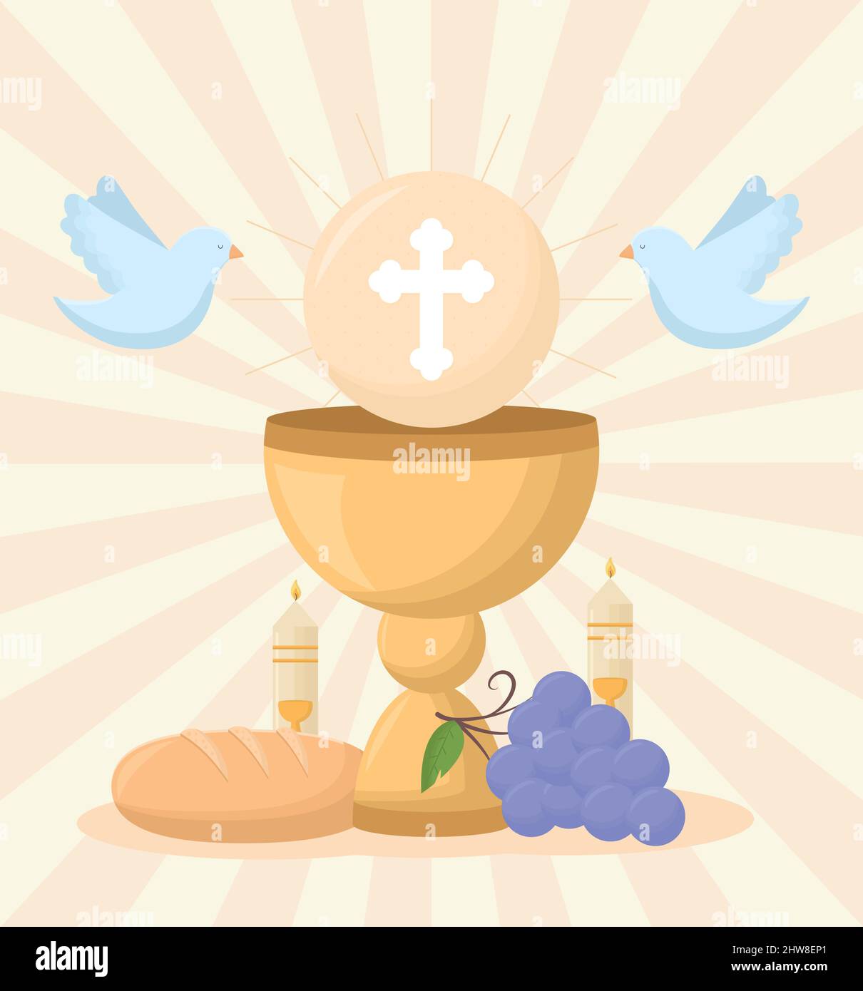 first communion items card Stock Vector