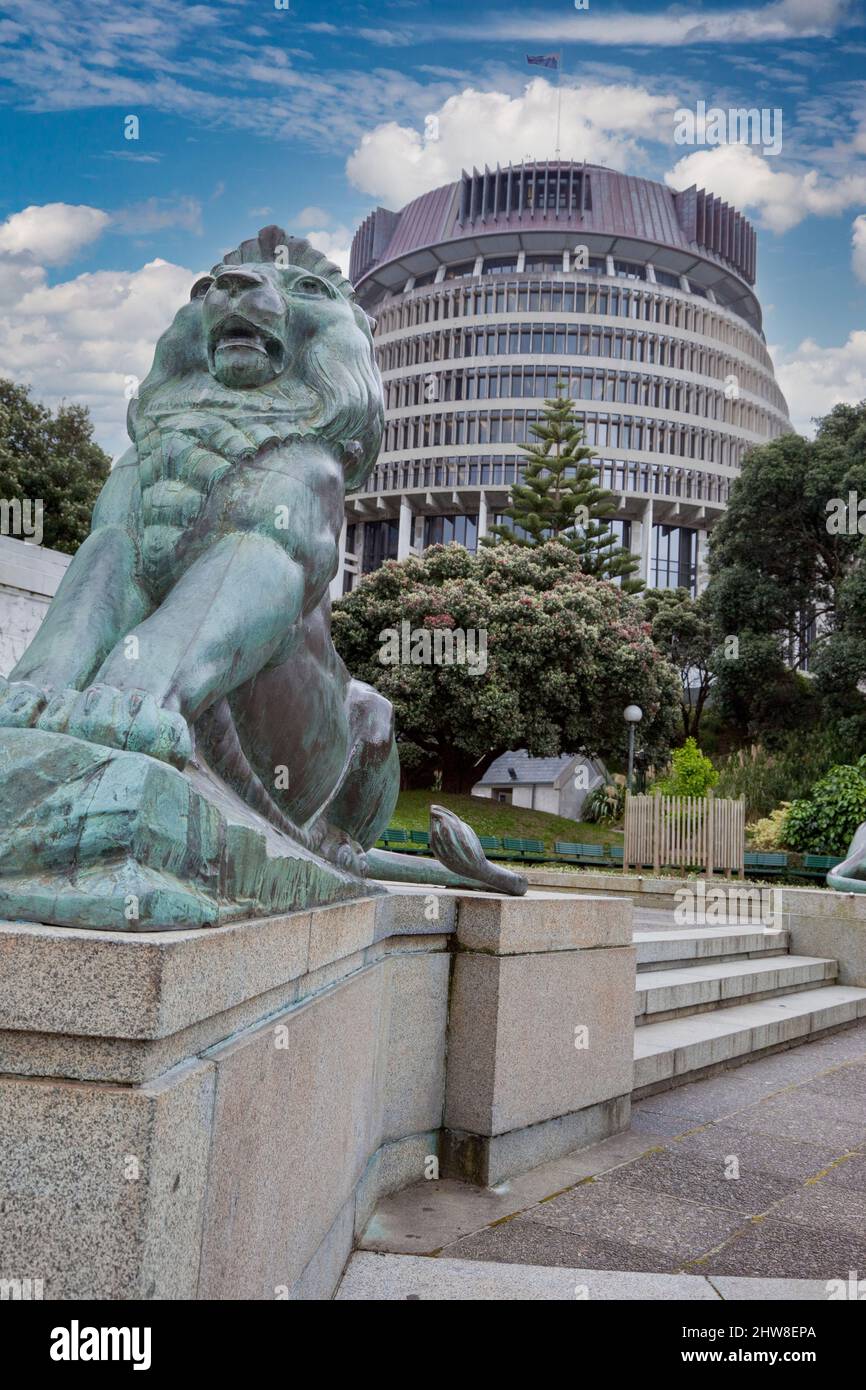 Wellington, New Zealand.  Prime Minister's Office Building, 'The Beehive.' Stock Photo