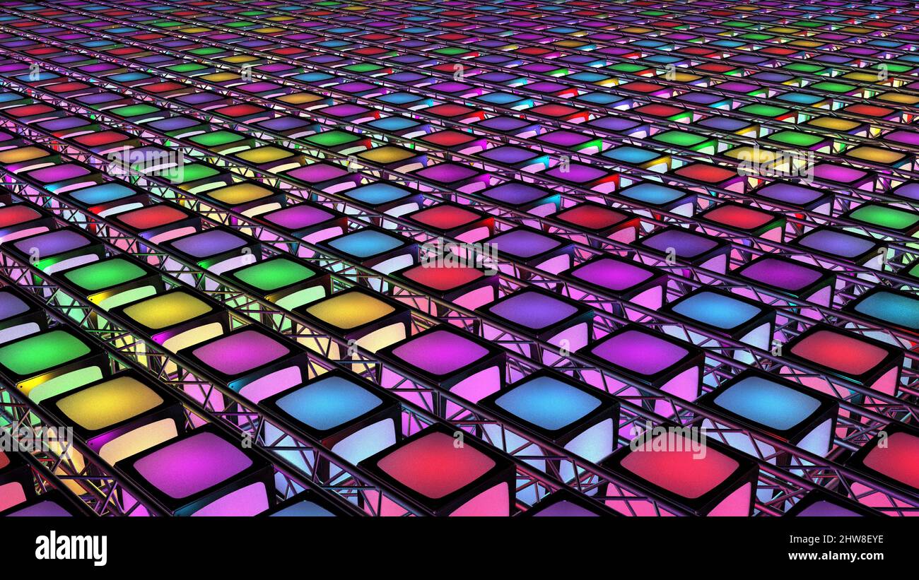 Stage Light Boxes. Green screen background. 3d Rendering. Virtual set ...