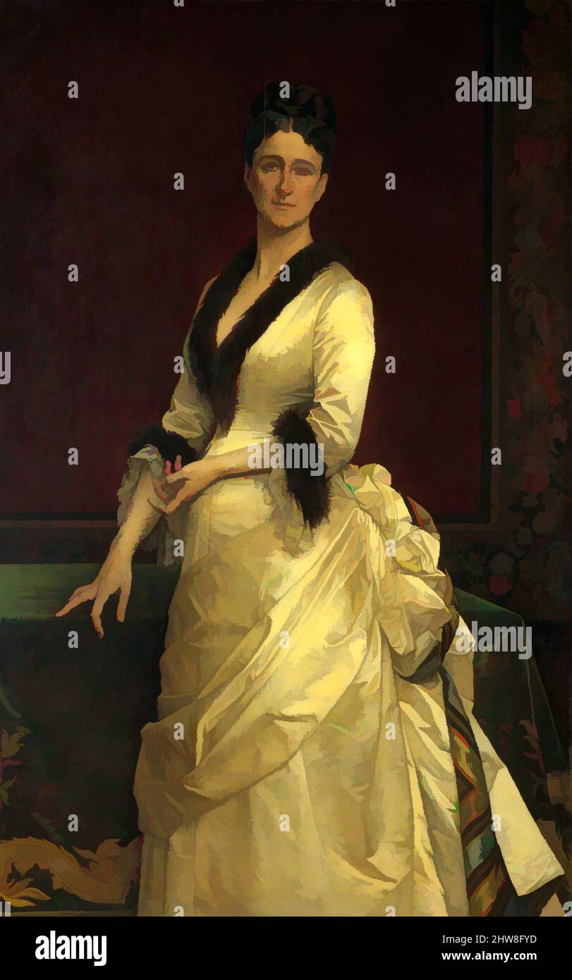 Art inspired by Catharine Lorillard Wolfe (1828–1887), 1876, Oil on canvas, 67 1/2 x 42 3/4 in. (171.5 x 108.6 cm), Paintings, Alexandre Cabanel (French, Montpellier 1823–1889 Paris), In the mid-1870’s, both Catharine and John Wolfe commissioned works from Cabanel, who had made his, Classic works modernized by Artotop with a splash of modernity. Shapes, color and value, eye-catching visual impact on art. Emotions through freedom of artworks in a contemporary way. A timeless message pursuing a wildly creative new direction. Artists turning to the digital medium and creating the Artotop NFT Stock Photo