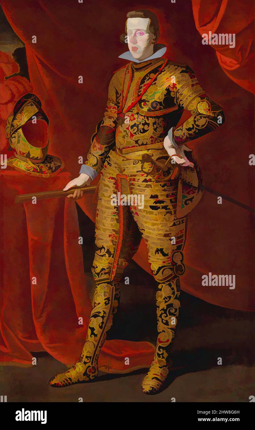 Art inspired by Philip IV (1605–1665) in Parade Armor, ca. 1628, Oil on canvas, 72 x 46 1/2 in. (182.9 x 118.1 cm), Paintings, Gaspar de Crayer (Flemish, 1584–1669), Gaspar de Crayer painted several portraits of Philip IV, probably commissioned by the Marqués de Leganés, who served as, Classic works modernized by Artotop with a splash of modernity. Shapes, color and value, eye-catching visual impact on art. Emotions through freedom of artworks in a contemporary way. A timeless message pursuing a wildly creative new direction. Artists turning to the digital medium and creating the Artotop NFT Stock Photo