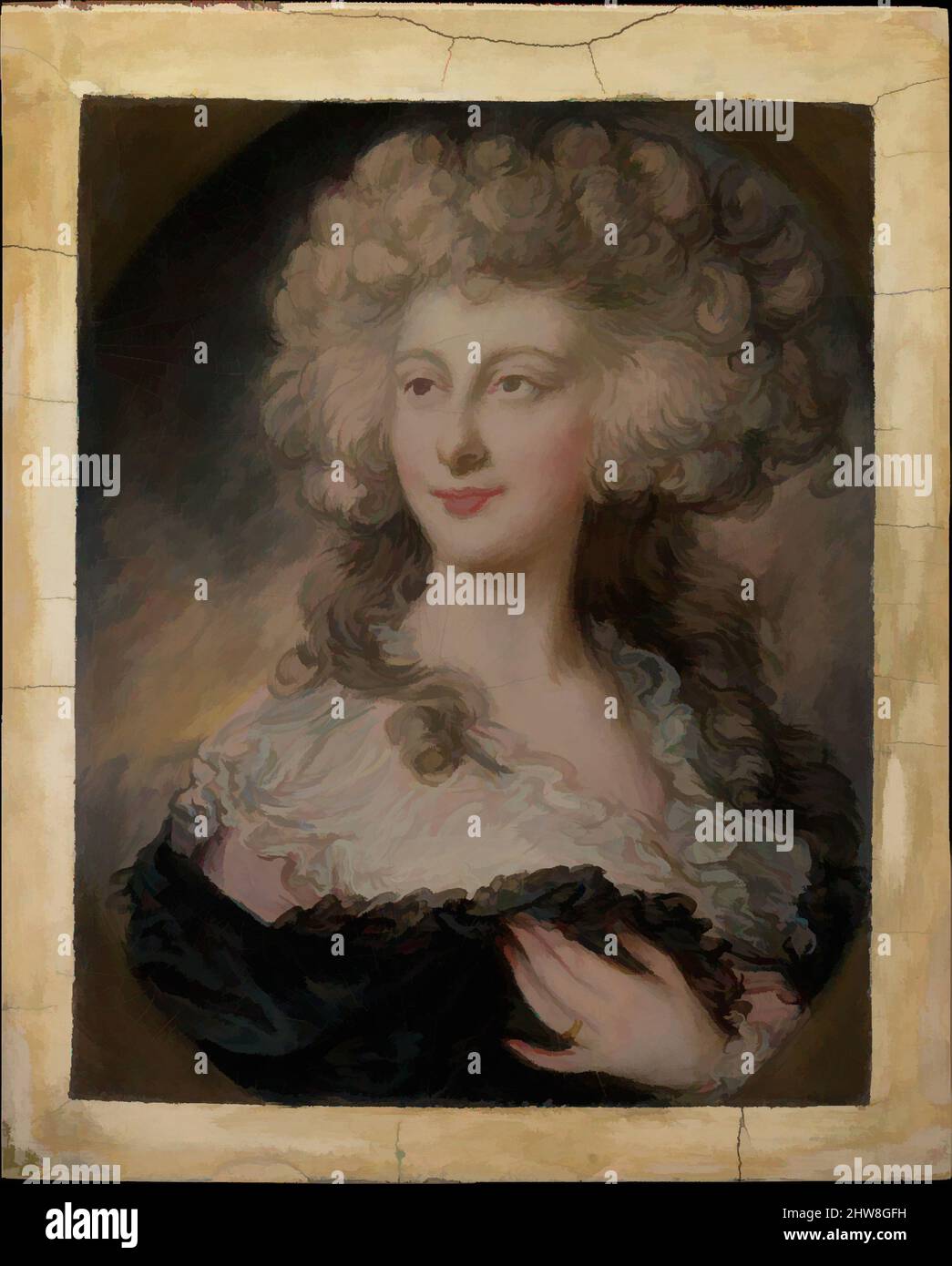 Art inspired by Anne Elizabeth Cholmley (1769–1788), Later Lady Mulgrave, Oil on wood, Overall 7 1/8 x 5 3/4 in. (18.1 x 14.6 cm); painted surface 6 x 4 3/4 in. (15.2 x 12.1 cm), Paintings, Gainsborough Dupont (British, Sudbury, Suffolk 1754–1797 London, Classic works modernized by Artotop with a splash of modernity. Shapes, color and value, eye-catching visual impact on art. Emotions through freedom of artworks in a contemporary way. A timeless message pursuing a wildly creative new direction. Artists turning to the digital medium and creating the Artotop NFT Stock Photo