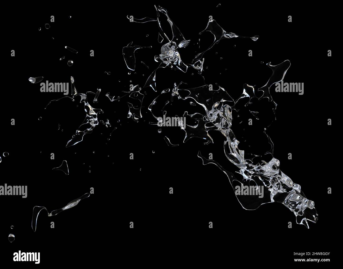 Abstract splashes of water on black background, 3D Illustration Stock ...