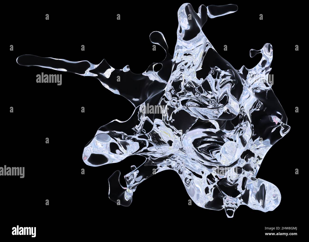 Abstract splashes of water on black background, 3D Illustration Stock ...