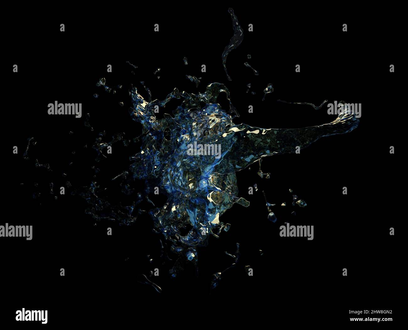 Abstract splashes of water on black background, 3D Illustration Stock ...
